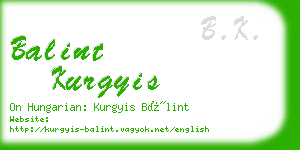 balint kurgyis business card